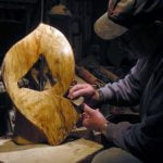 Jerry Ward at work on Wood Sculpture